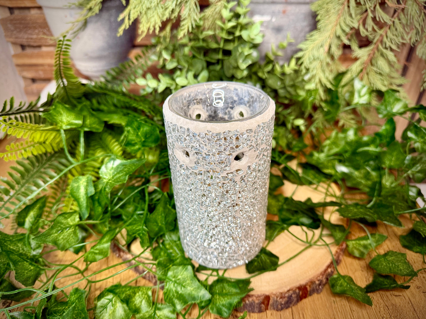 Silver Mosiac Pillar Wax Melt Burner