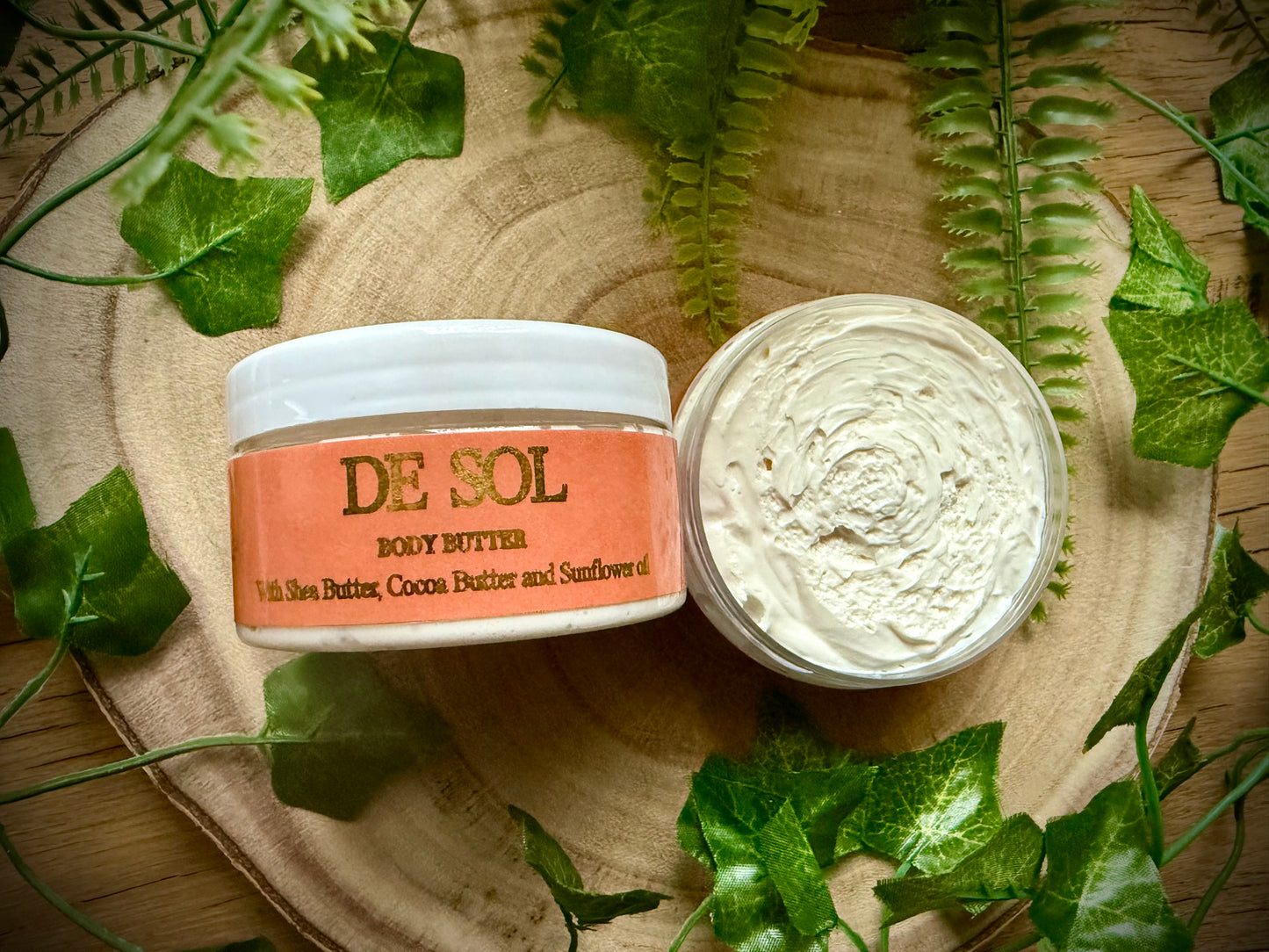 Handmade Body butter made with natural oils and butters including shea butter, cocoa butter and sunflower oil.