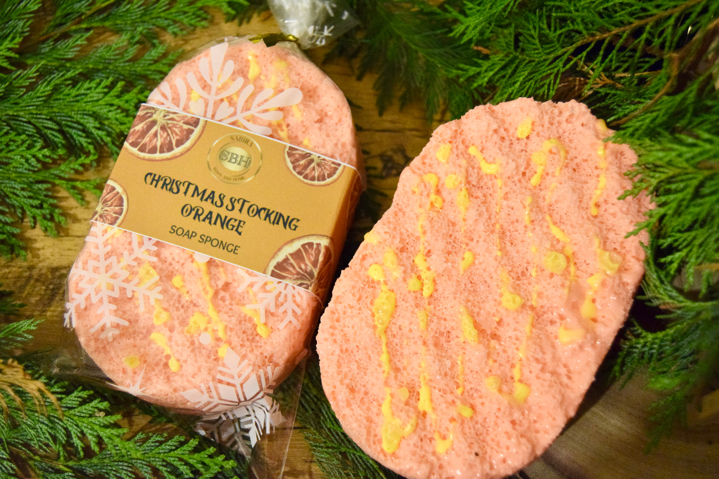Christmas Stocking Orange Soap Sponge