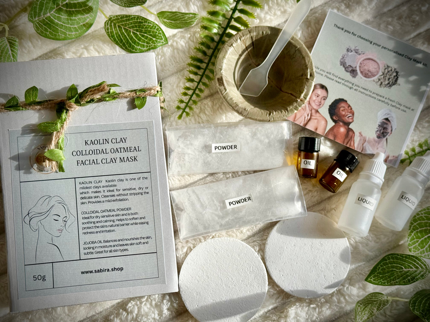 Kaolin Clay, Colloidal Oatmeal and Jojoba oil Facial Clay Mask Kit