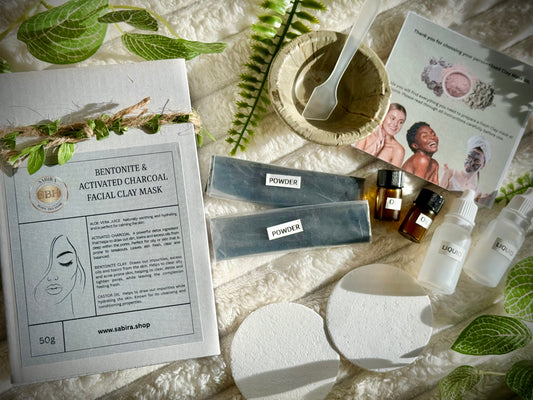 Clay mask kit with Bentonite and activated charcoal. 