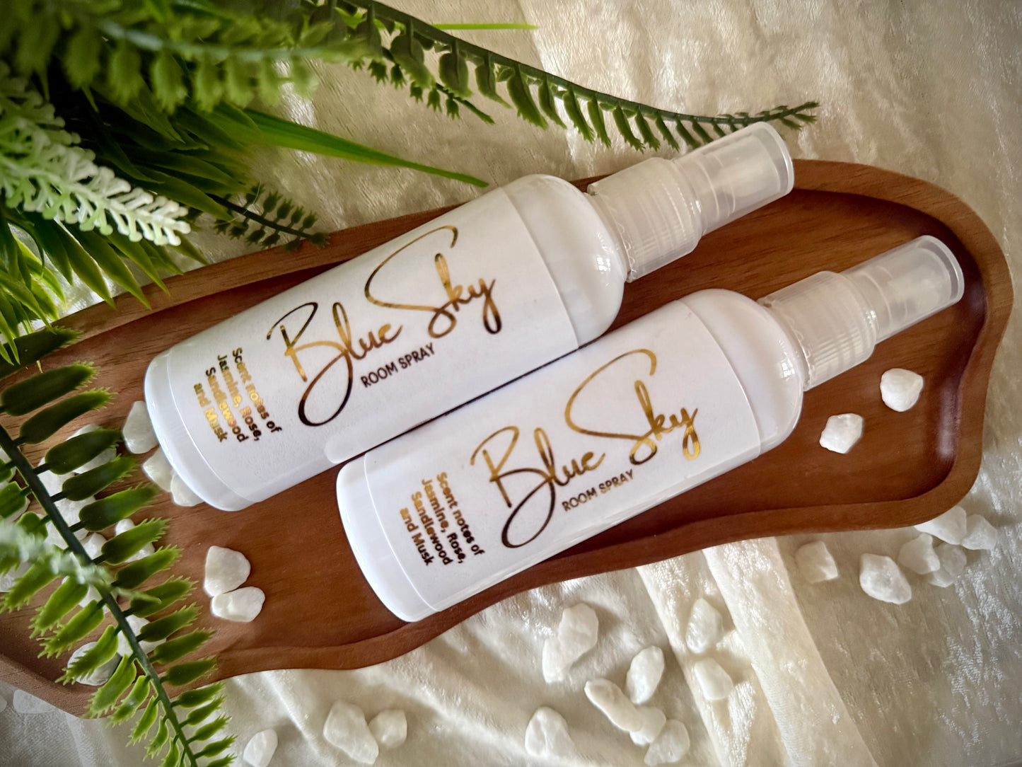 Water based room spray called 'Blue Sky' with a laundry type scent.
