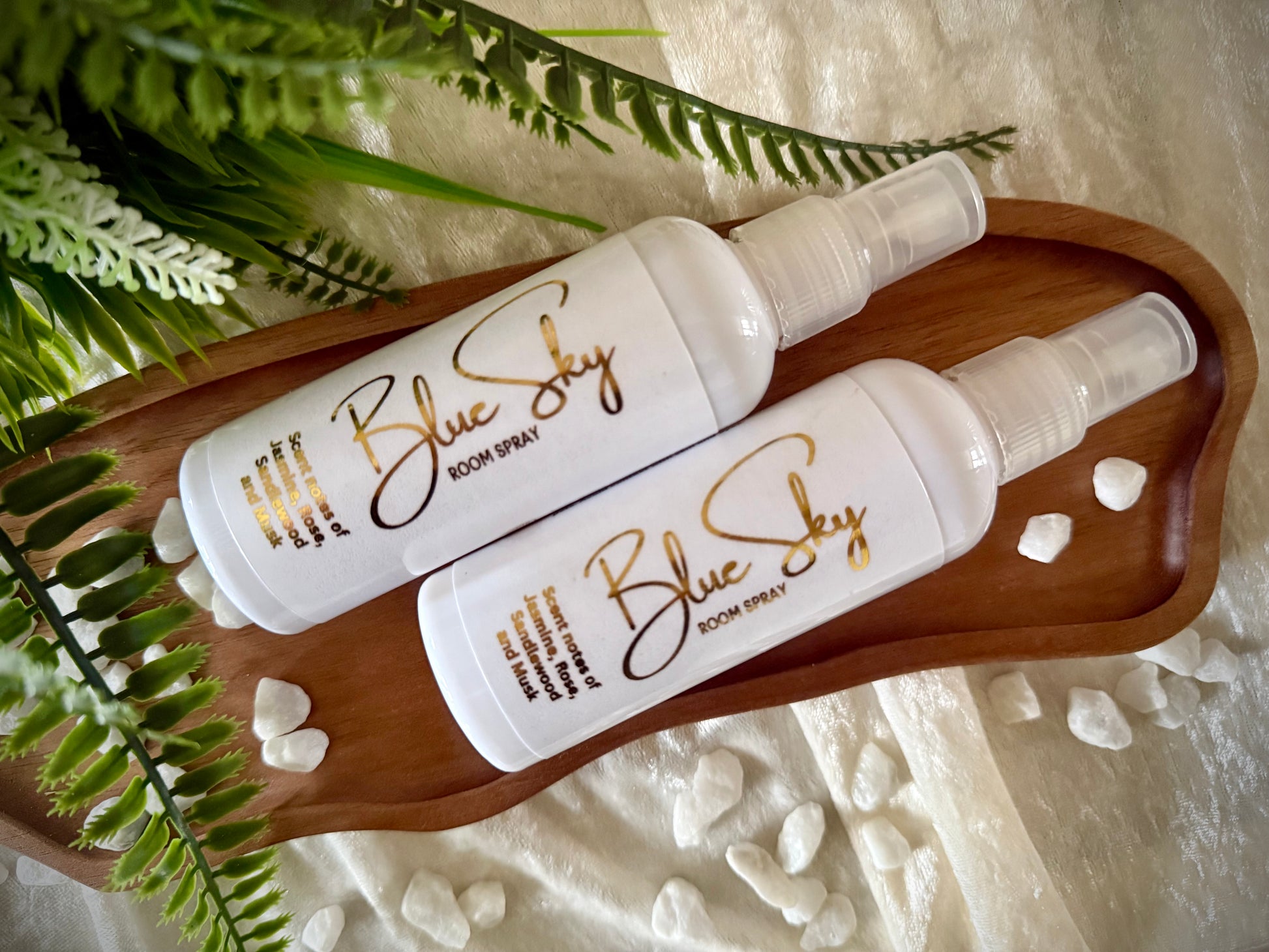 Water based room spray called 'Blue Sky' with a laundry type scent.