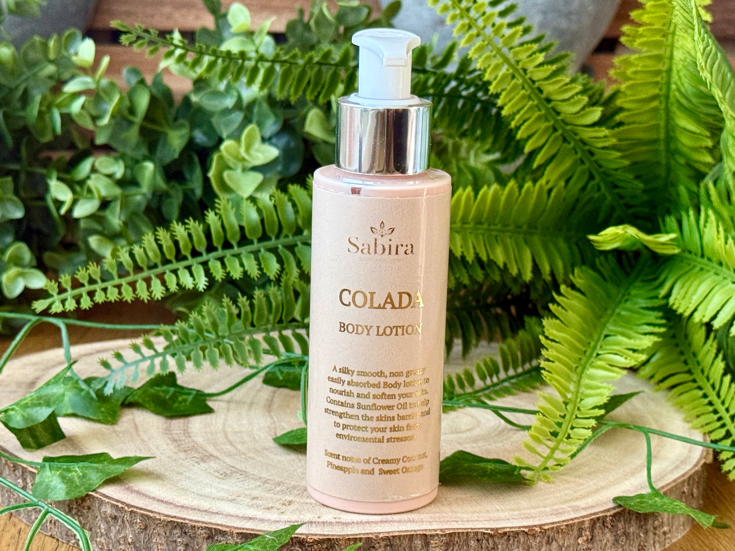 Handmade body lotion with Sunflower oil and a pina colada fragrance.