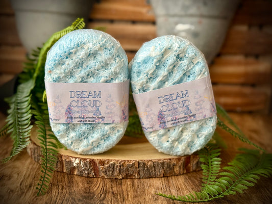 Soap sponge with a lavender and vanilla and musk fragrance.