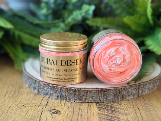 Whipped soap and shaving soap with Shea butter and sweet almond oil 