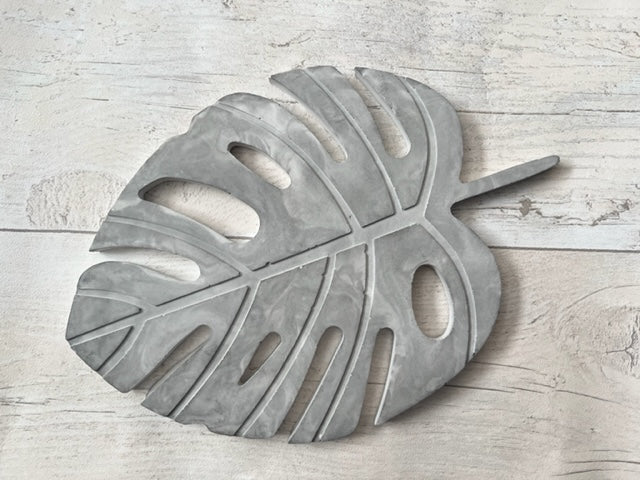 Grey Marble effect Monstera Leaf Coaster