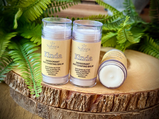 Deodorant and chaffing balm made with natural oils and butters. 