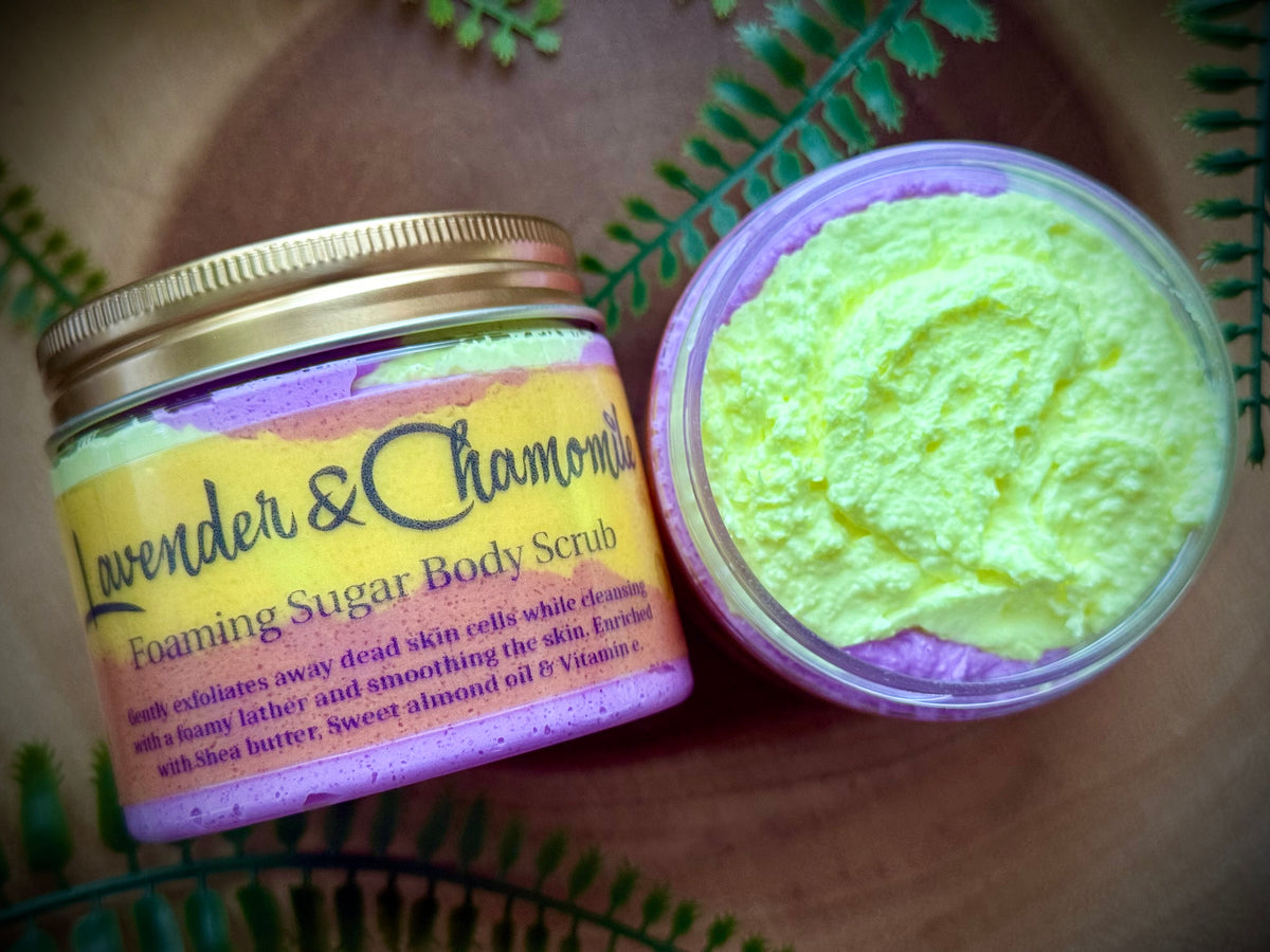 Foaming sugar body scrub with Lavender & Chamomile fragrance