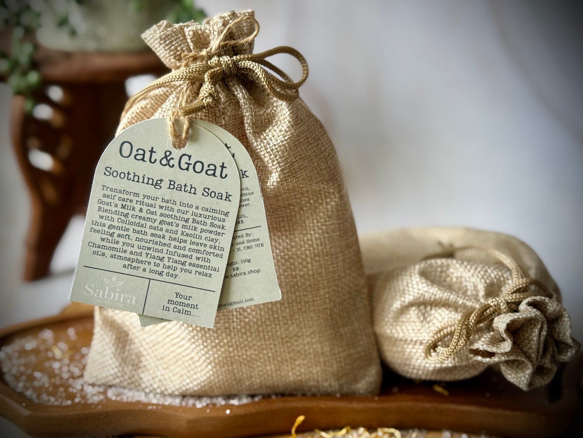 Oatmeal and goats milk bath tea soak. 