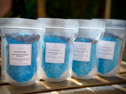 Bath salts with Pink Himalayan Salts, peppermint and Clary Sage essential oil. 