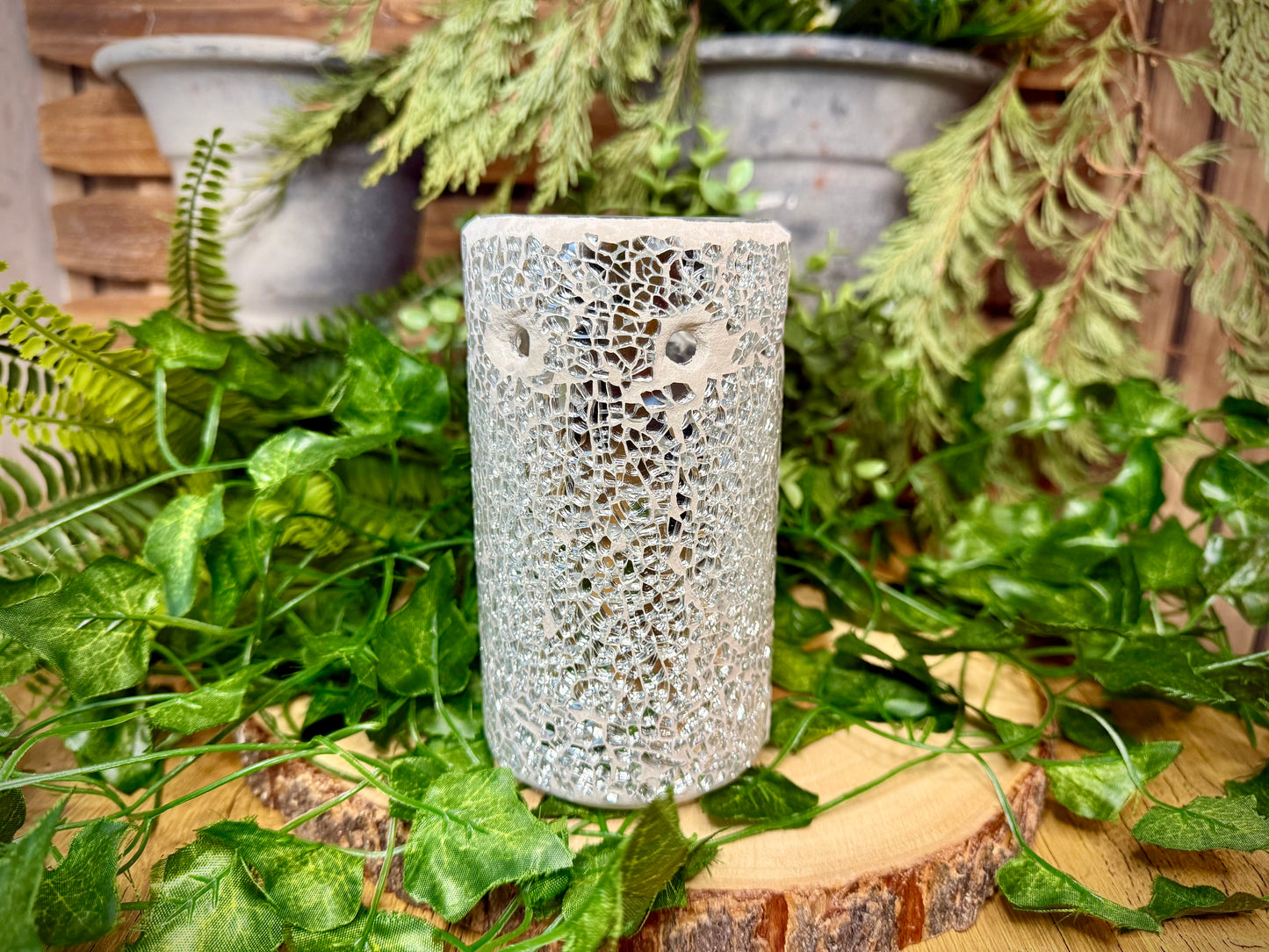 Silver Mosiac Pillar Wax Melt Burner