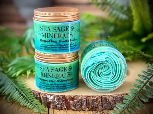 Whipped Soap and Shaving soap with sweet almond oil, Vitamin e and Shea butter. Creamy lathery whipped soap to gently cleanse and nourish skin. 