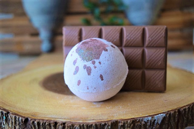 Handmade bath bomb with a chocolate fragrance. Chocolate scented bath bomb.