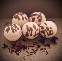Handmade bath bomb with a chocolate scent. Chocolate scented bath bomb.