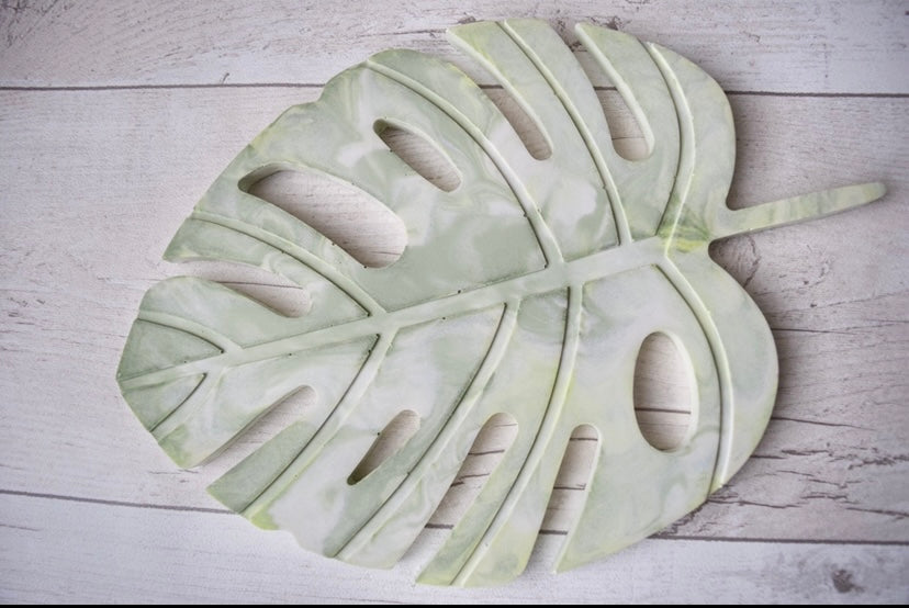 Green Marble effect Monstera Leaf Coaster